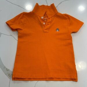 J crew crewcuts short sleeve polo 100% cotton orange gray shark size XXS 2-3 🧡🦈